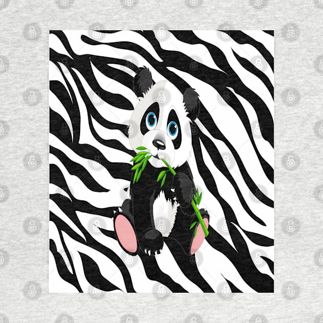 Cute panda with zebra pattern by Areebanawab